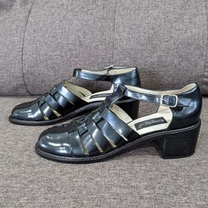 Vintage T Strap Woven Block Heels